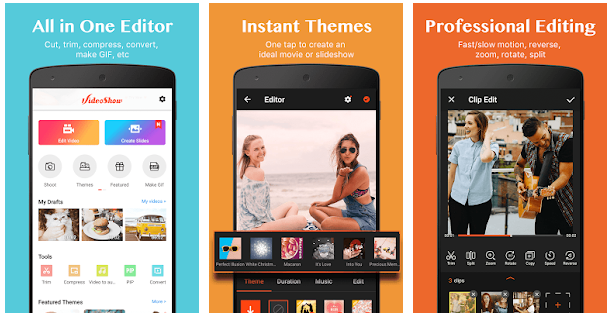 A VideoShow Video Editor az egyik legnépszerűbb videoszerkesztő android alkalmazás